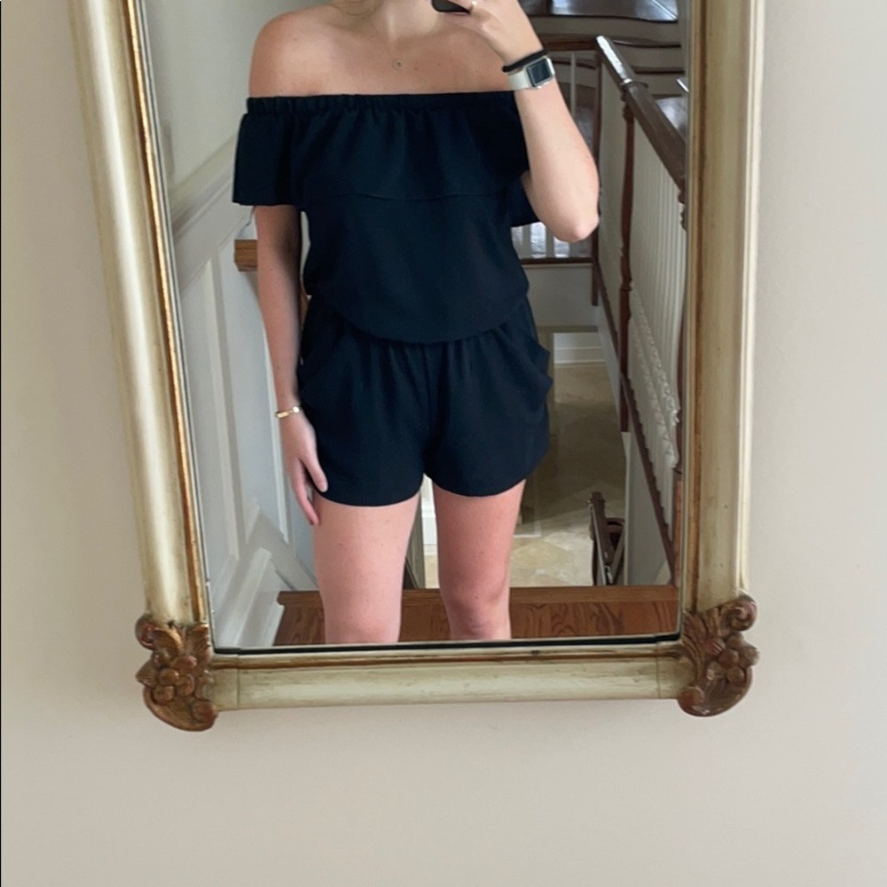 Off the shoulder black romper